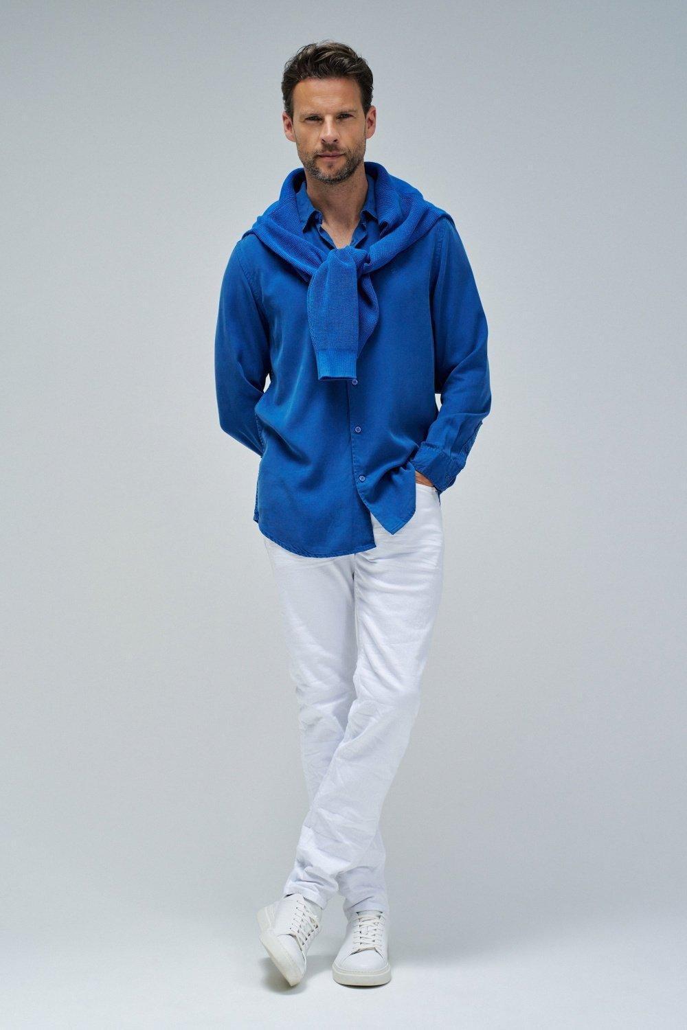Blue Collared Long Sleeve Shirt, , large image number 1