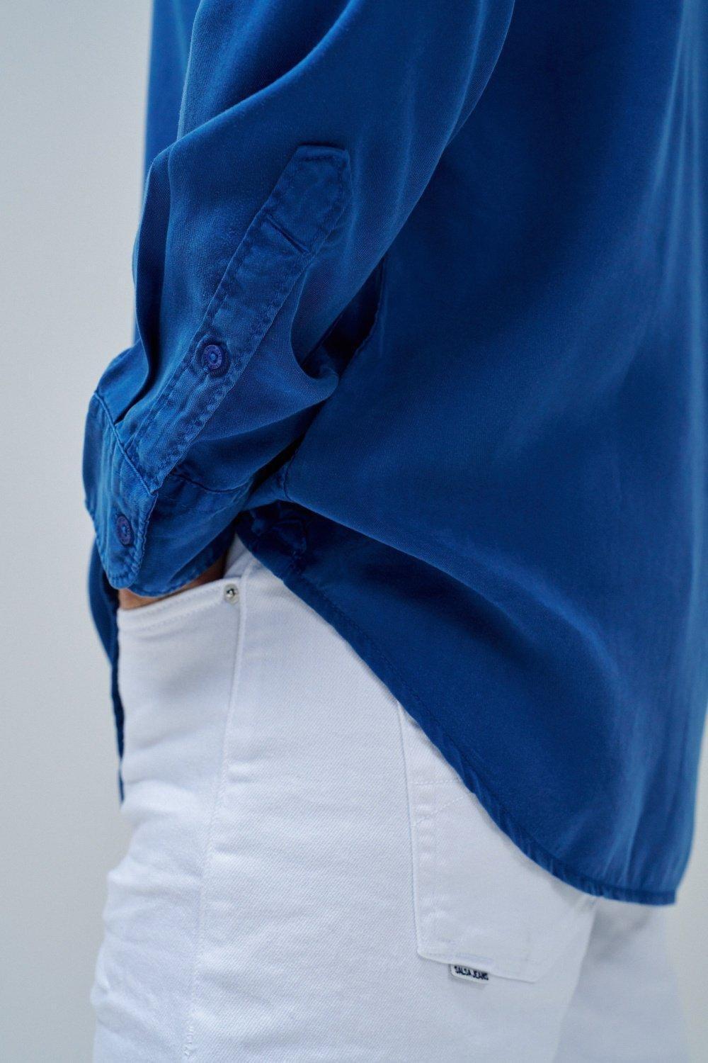 Blue Collared Long Sleeve Shirt, , large image number 4