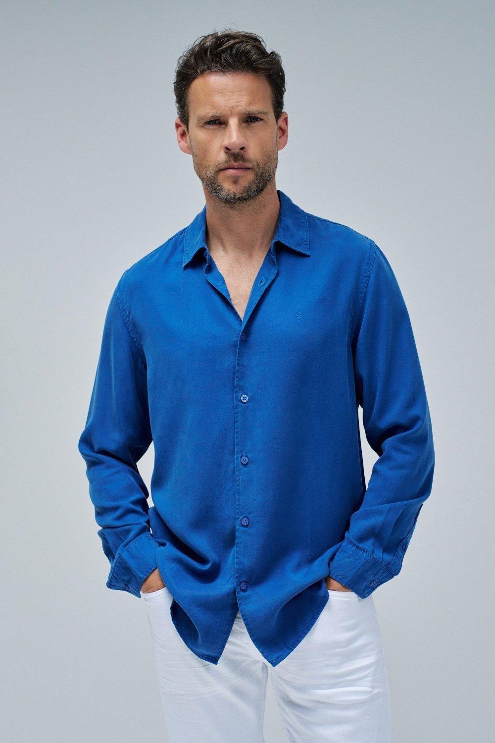 Solid Casual Shirt , Navy, medium