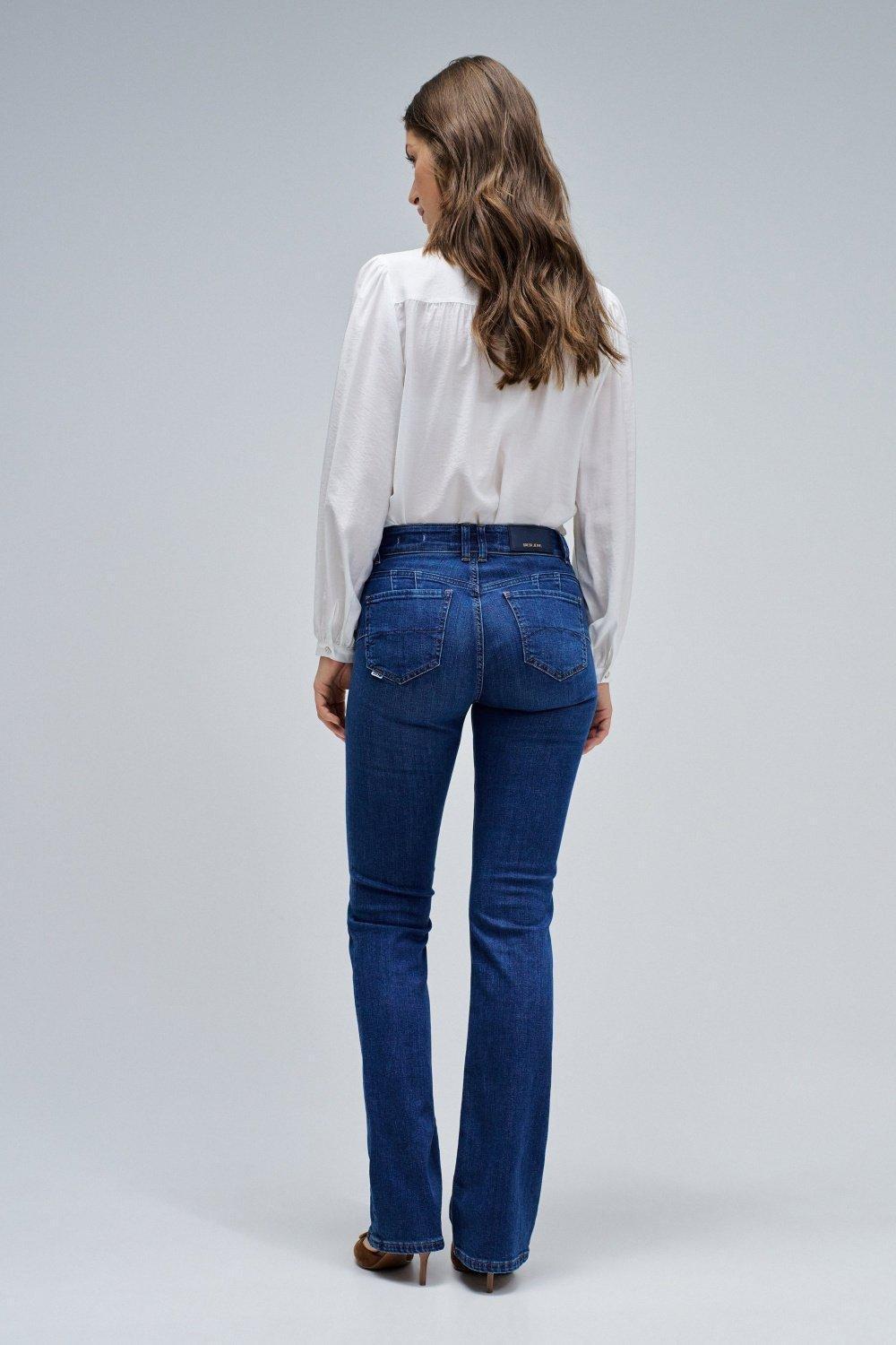 Destiny Push Up Bootcut Jeans, Navy, large image number 3
