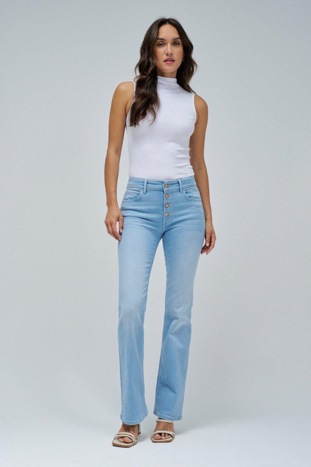 Destiny Push Up Bootcut Jeans, Blue, large image number 1
