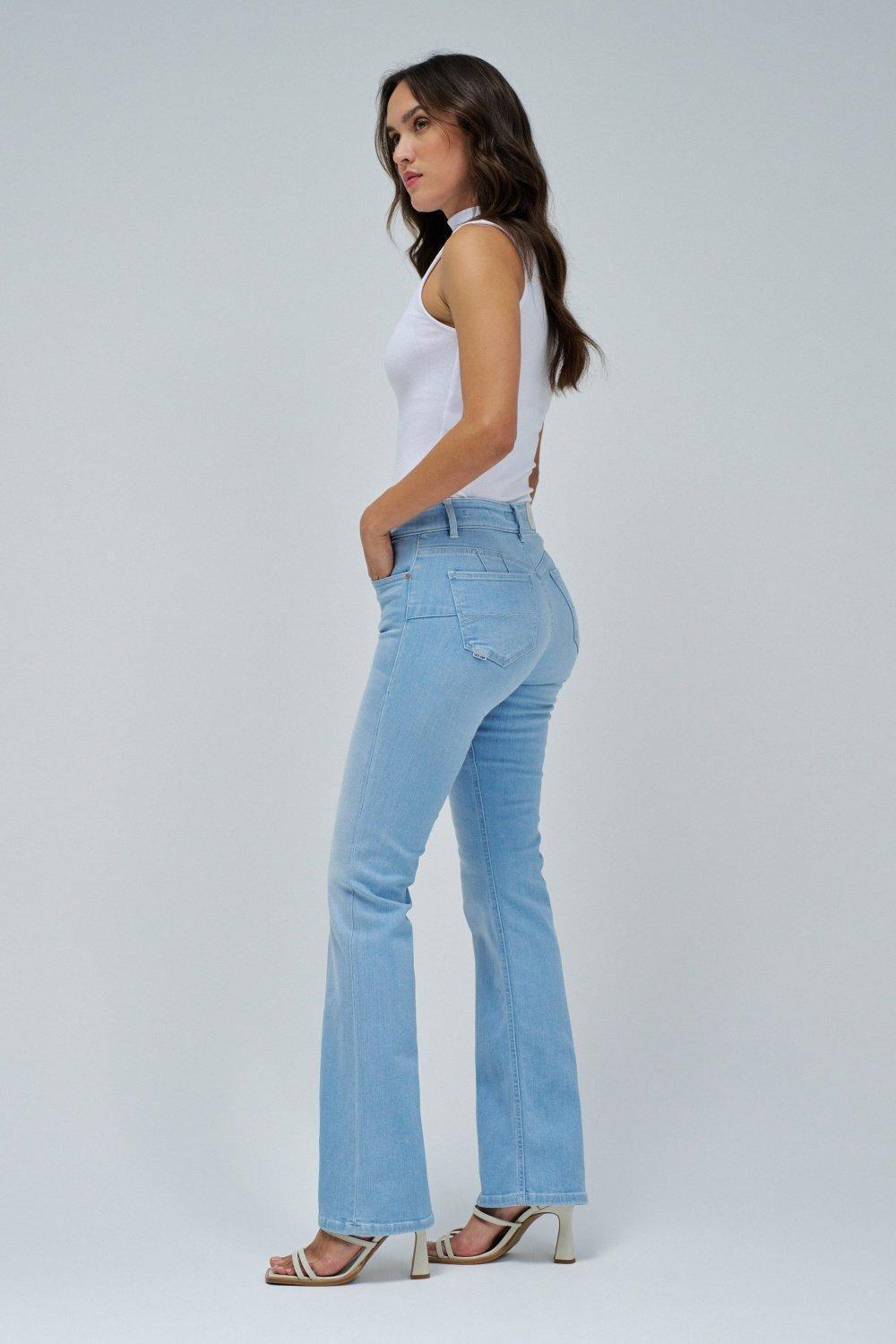 Destiny Push Up Bootcut Jeans, Blue, large image number 2
