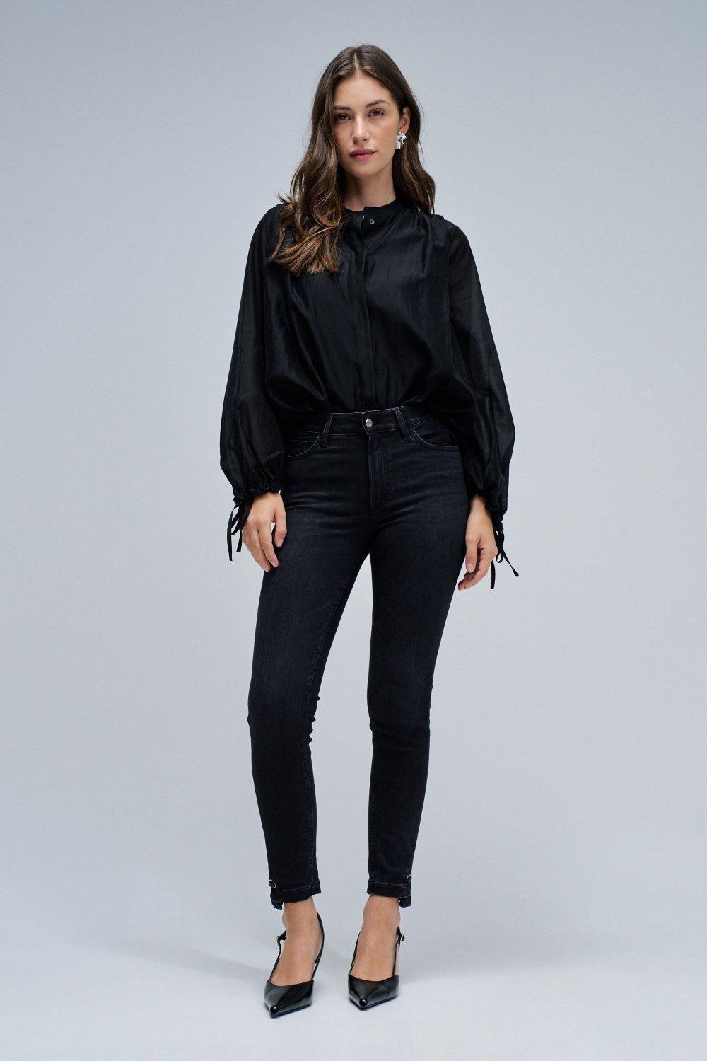 Destiny Push Up Cropped Skinny Jeans, Black, medium