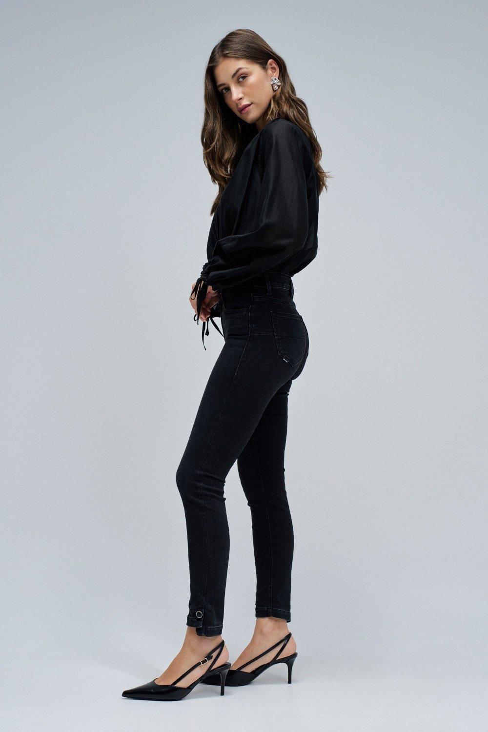 Destiny Push Up Cropped Skinny Jeans, Black, medium