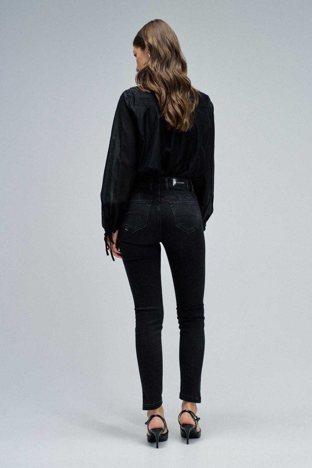 Destiny Push Up Cropped Skinny Jeans, Black, large image number 3