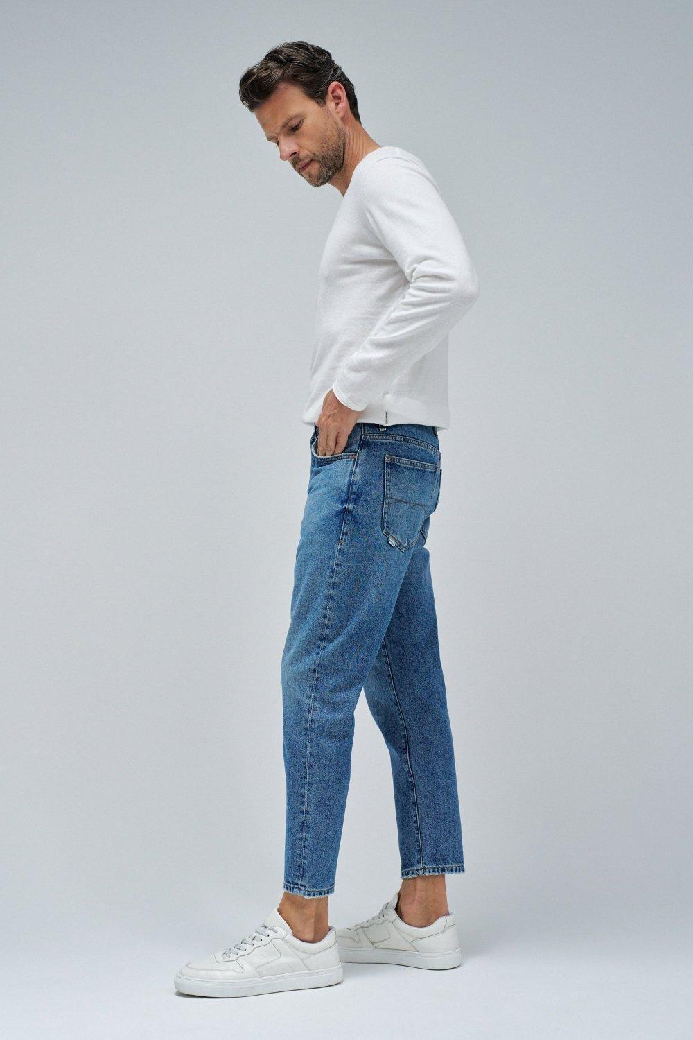 Plain Cropped Jeans, Blue, large image number 2