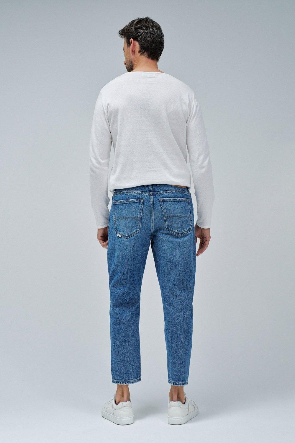 Plain Cropped Jeans, Blue, large image number 3