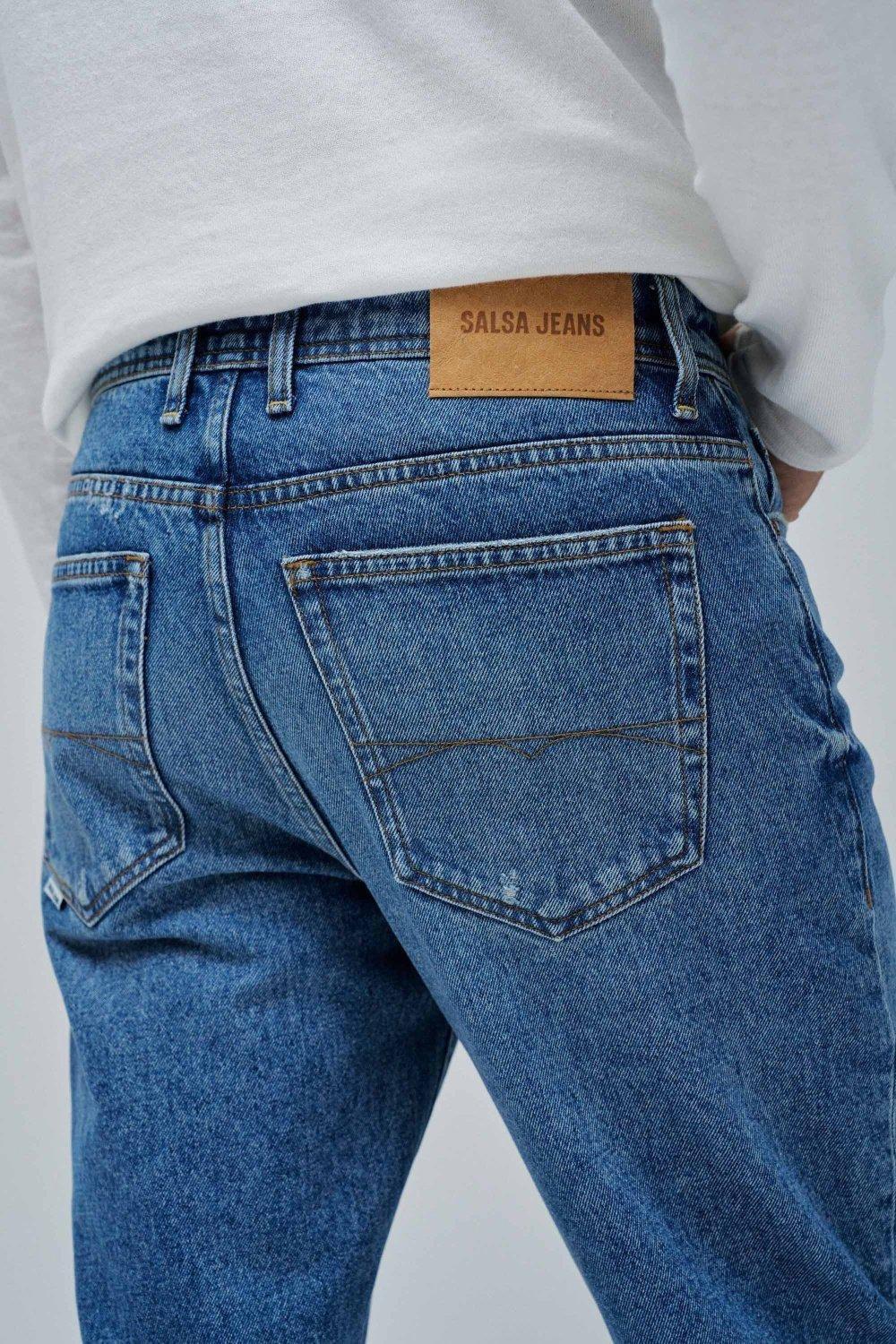 Plain Cropped Jeans, Blue, large image number 4