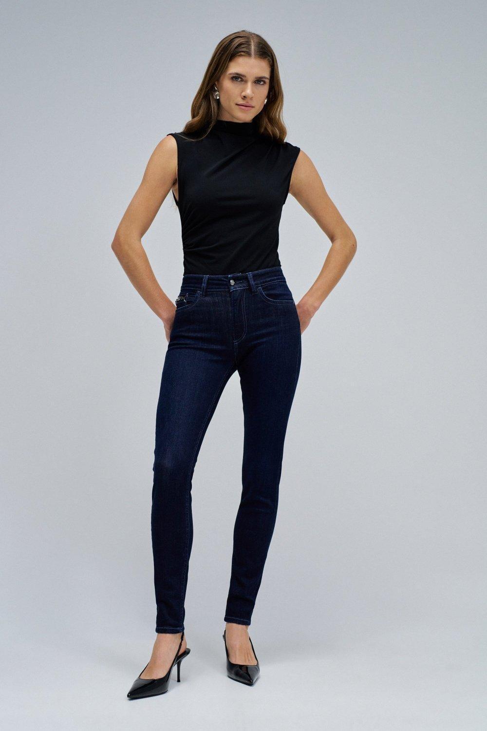 Destiny Push Up Skinny Jeans&nbsp;, Dark Blue, medium