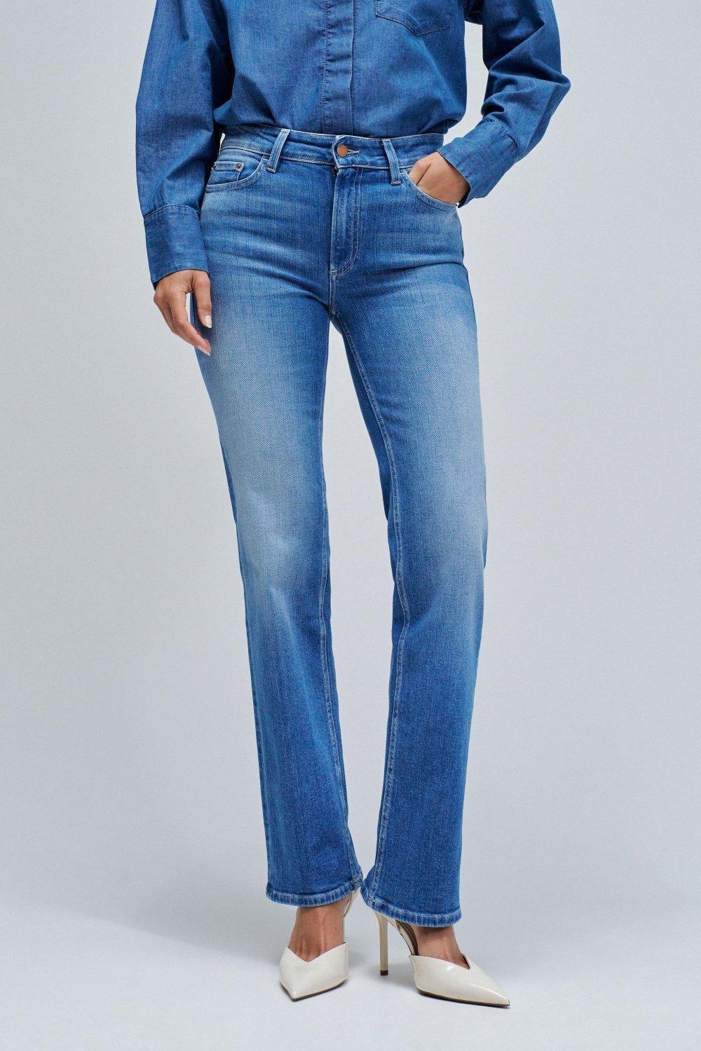 Destiny Push Up Straight Jeans, Blue, medium