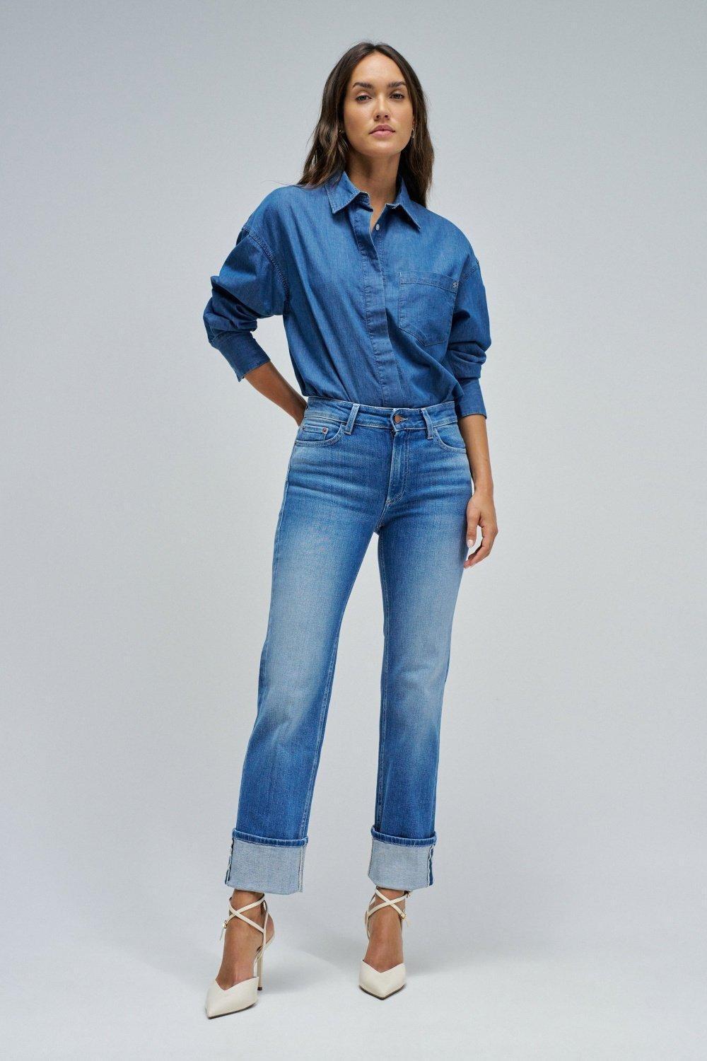 Destiny Push Up Straight Jeans, Blue, medium
