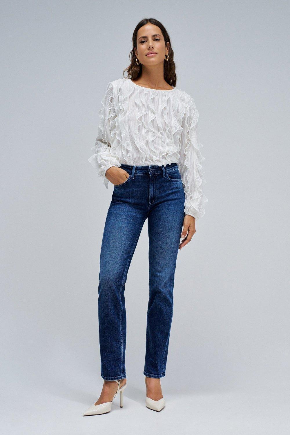 Destiny Push Up Straight Jeans, Blue, medium