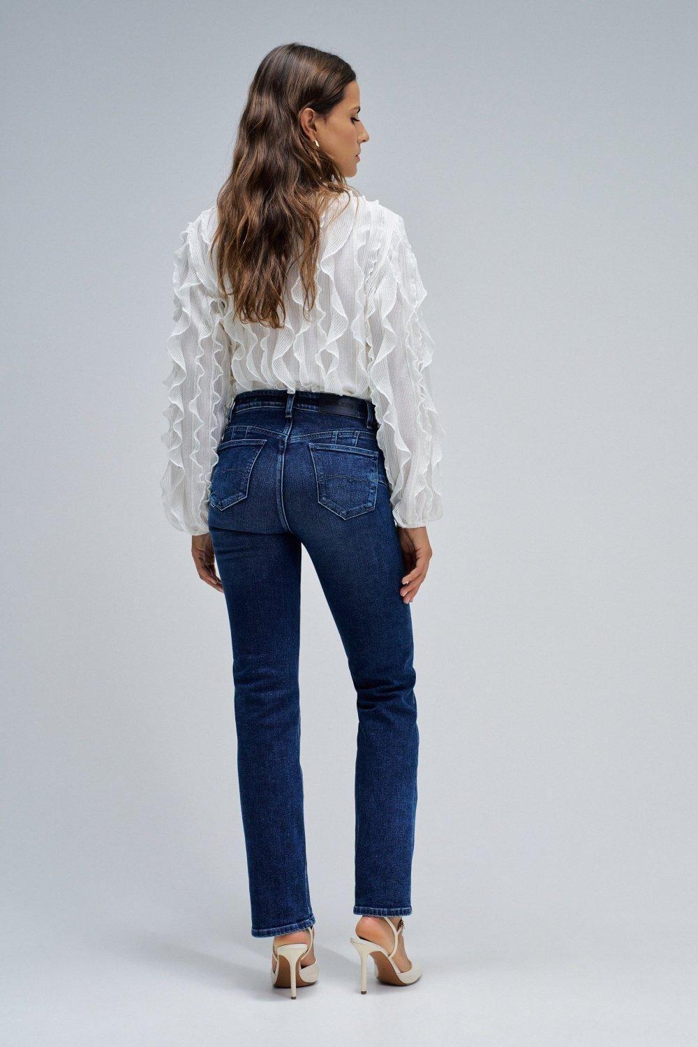 Destiny Push Up Straight Jeans, Blue, large image number 3