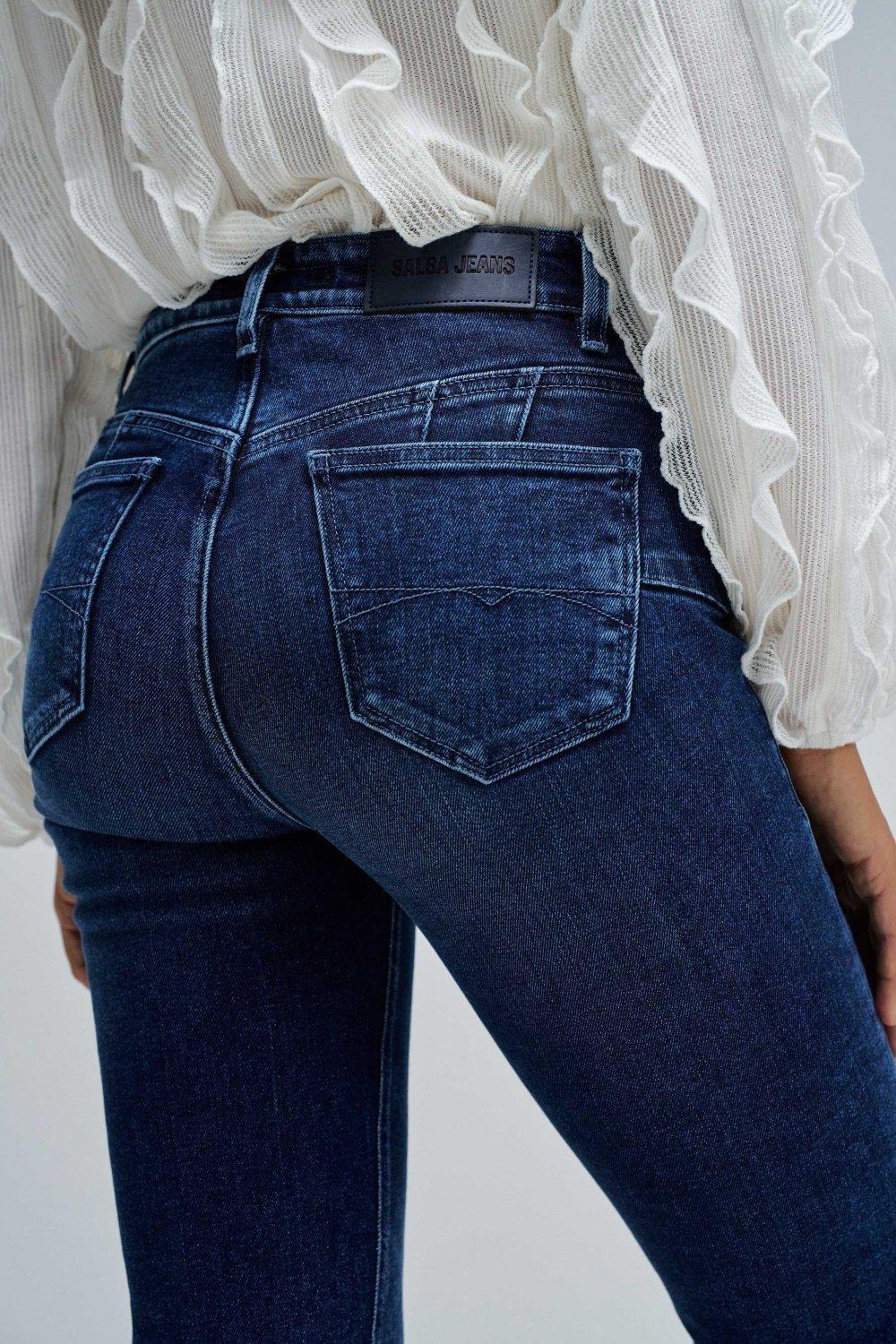 Destiny Push Up Straight Jeans, Blue, large image number 4