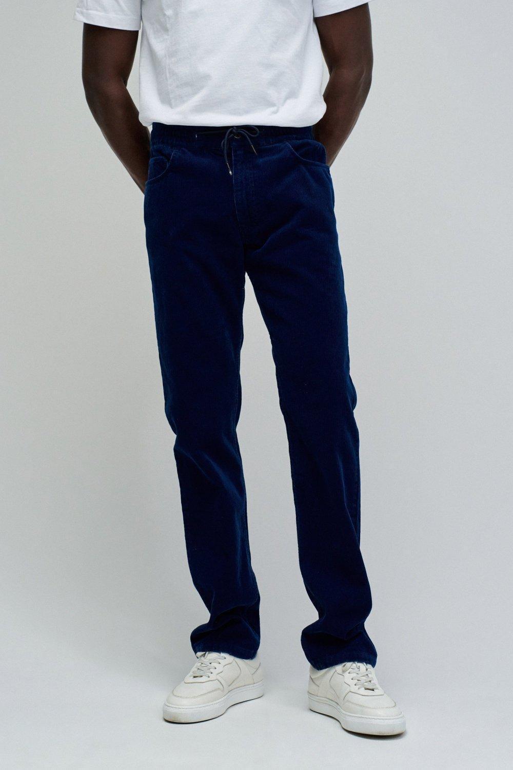Regular Fit Joggers In Cordoroy, Navy, medium