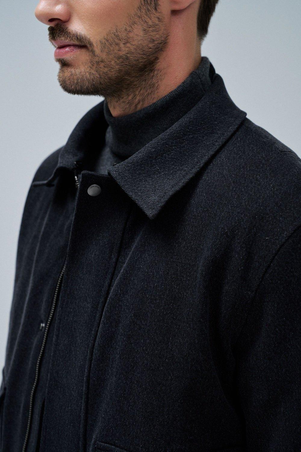 Bomber Jacket With Fur Collar, Black, large image number 4