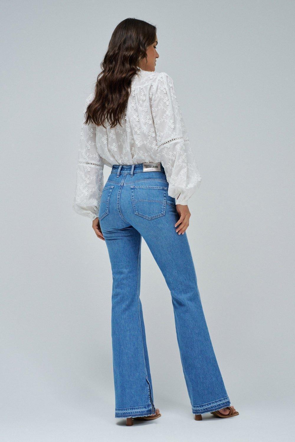 Blue Faith Push In Flare Jeans, , large image number 3