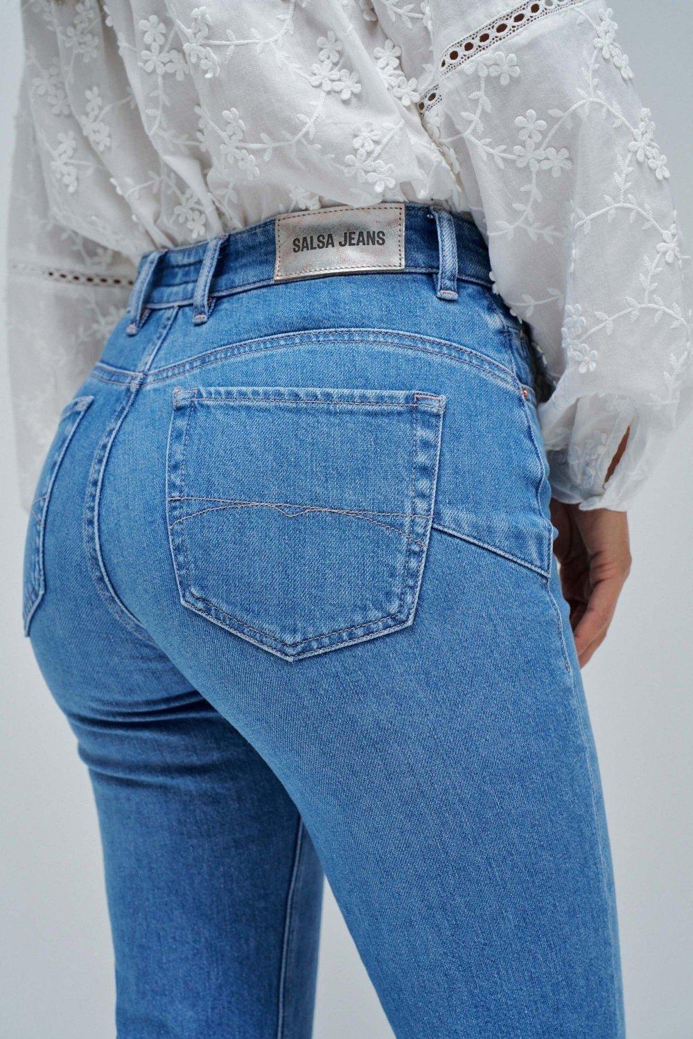 Blue Faith Push In Flare Jeans, , large image number 4