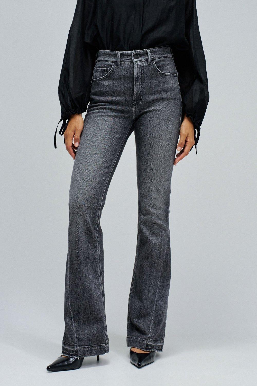 Faith Push In Flare Jeans, Black, large image number 1