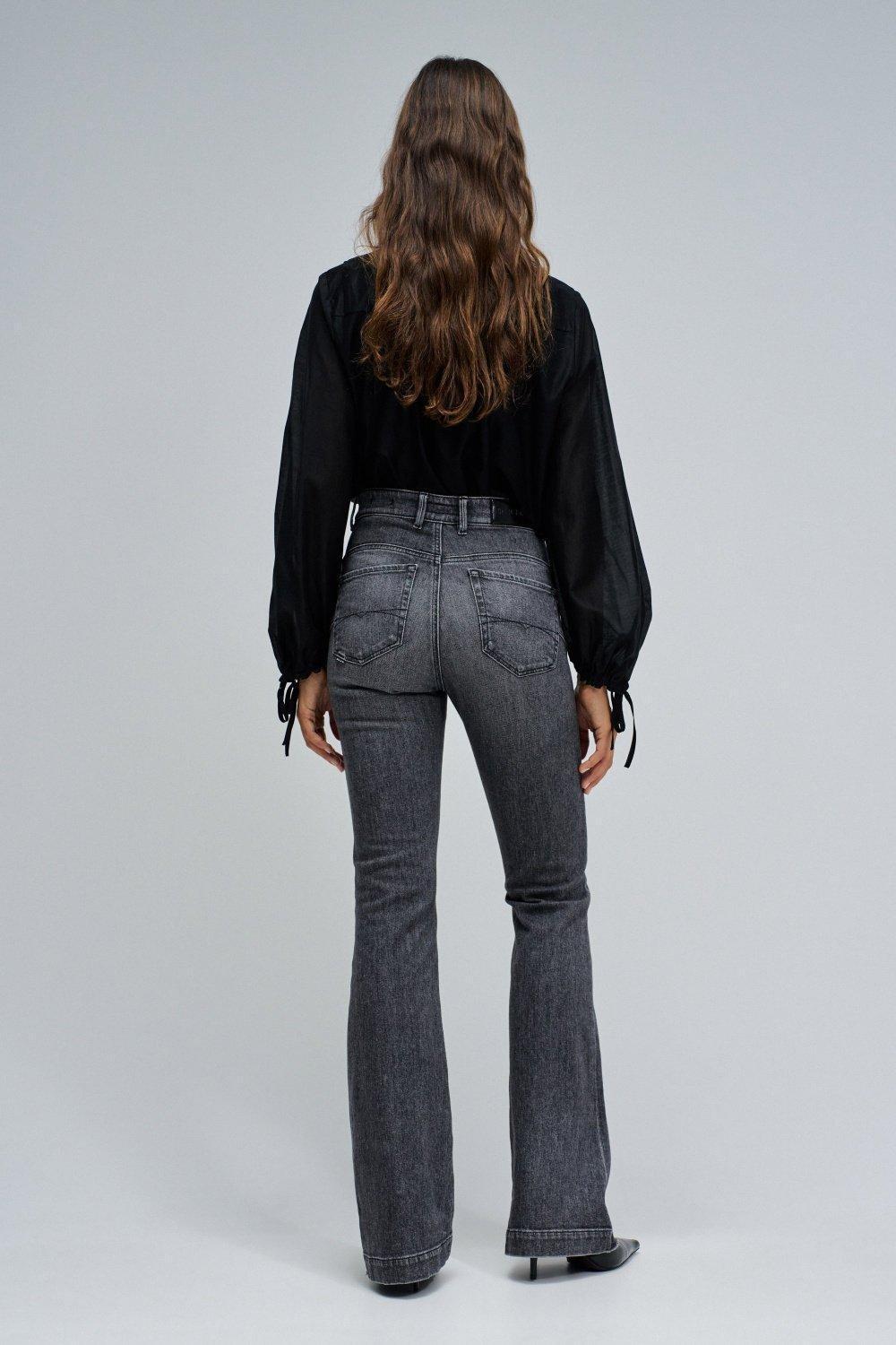 Faith Push In Flare Jeans, Black, large image number 7