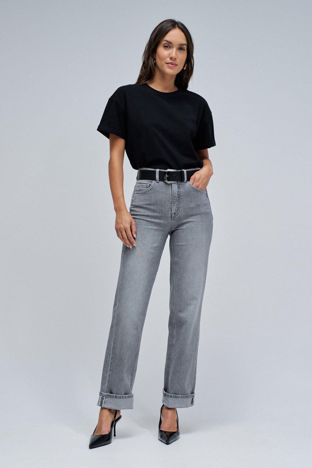 FAITH PUSH IN STRAIGHT JEANS, Grey, large image number 1