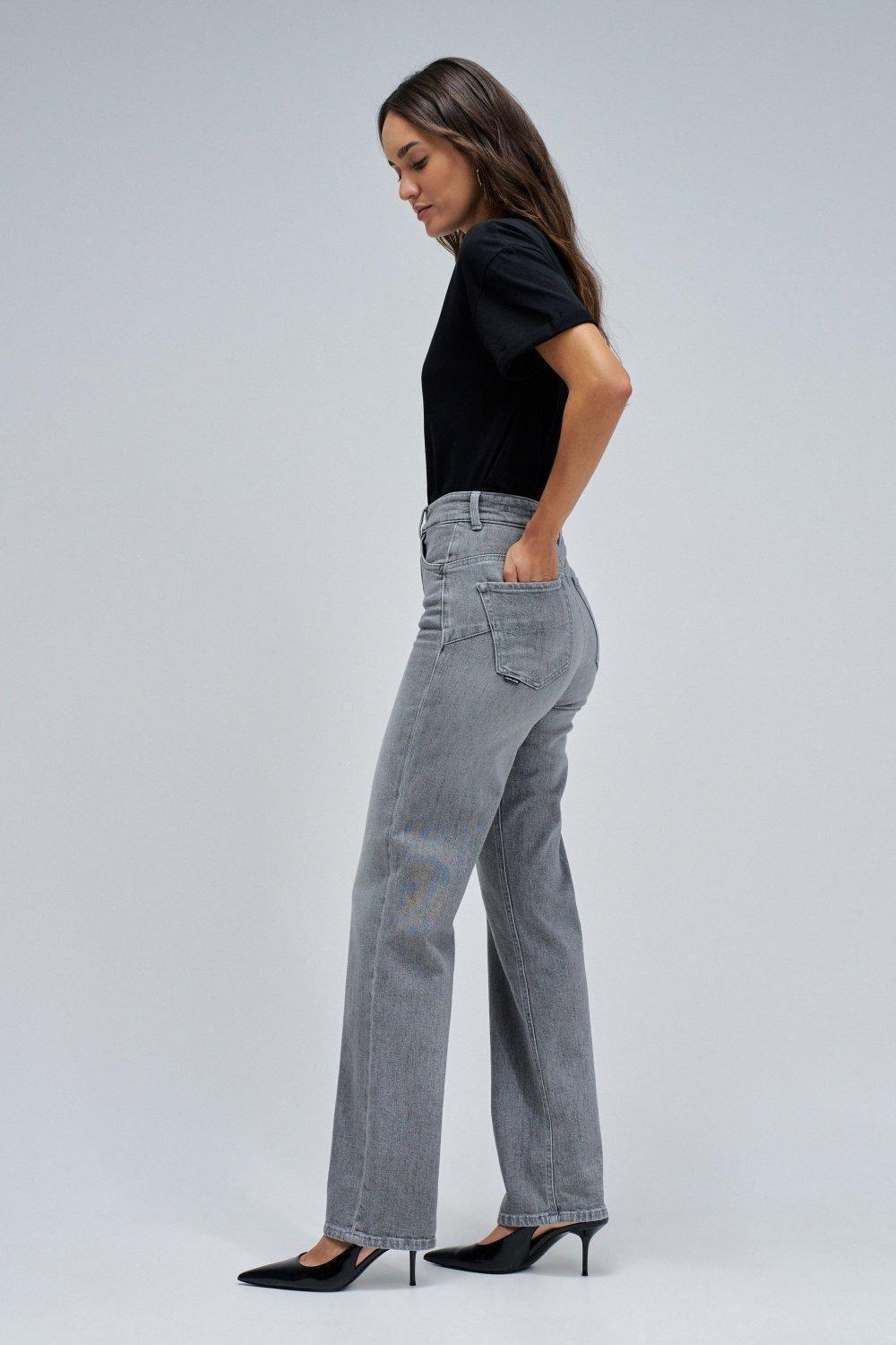 FAITH PUSH IN STRAIGHT JEANS, Grey, large image number 2