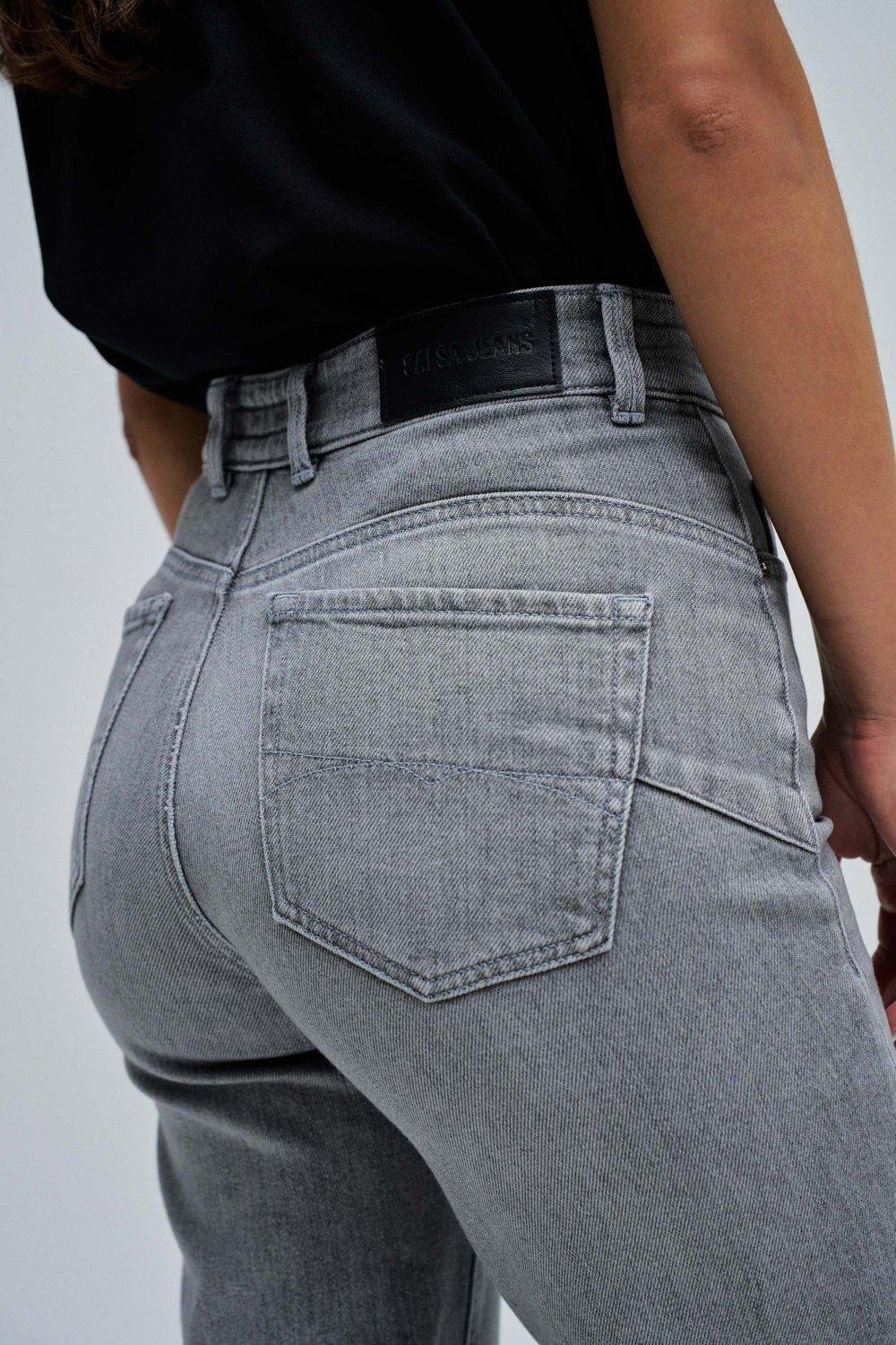 FAITH PUSH IN STRAIGHT JEANS, Grey, large image number 4