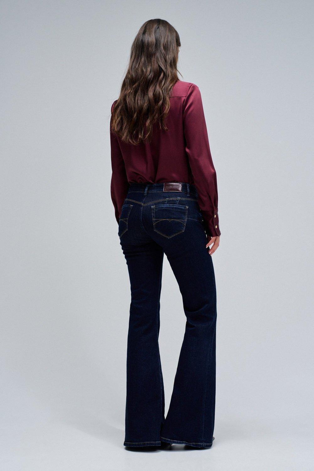 Wonder Push Up Flare Jeans, Navy, large image number 3