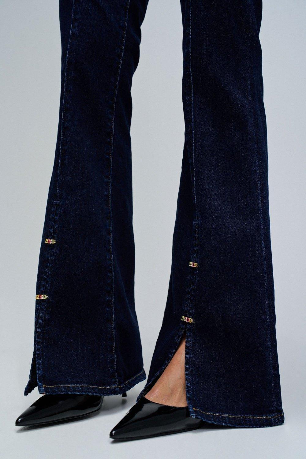 Wonder Push Up Flare Jeans, Navy, large image number 4