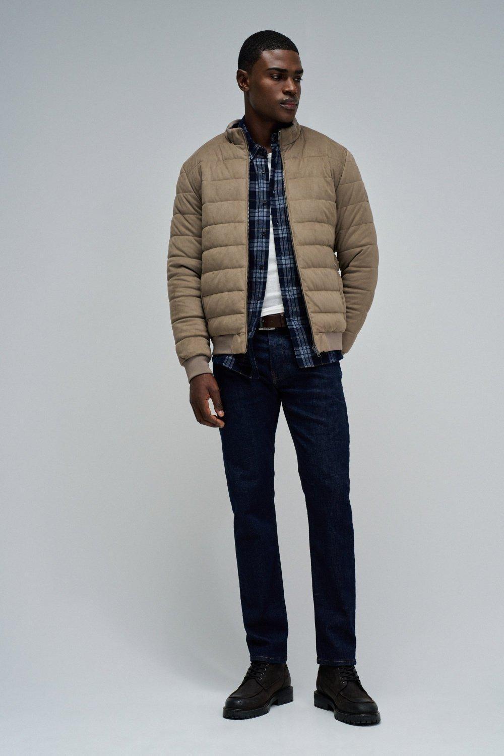 Puffer Jacket In Suede, Beige, medium