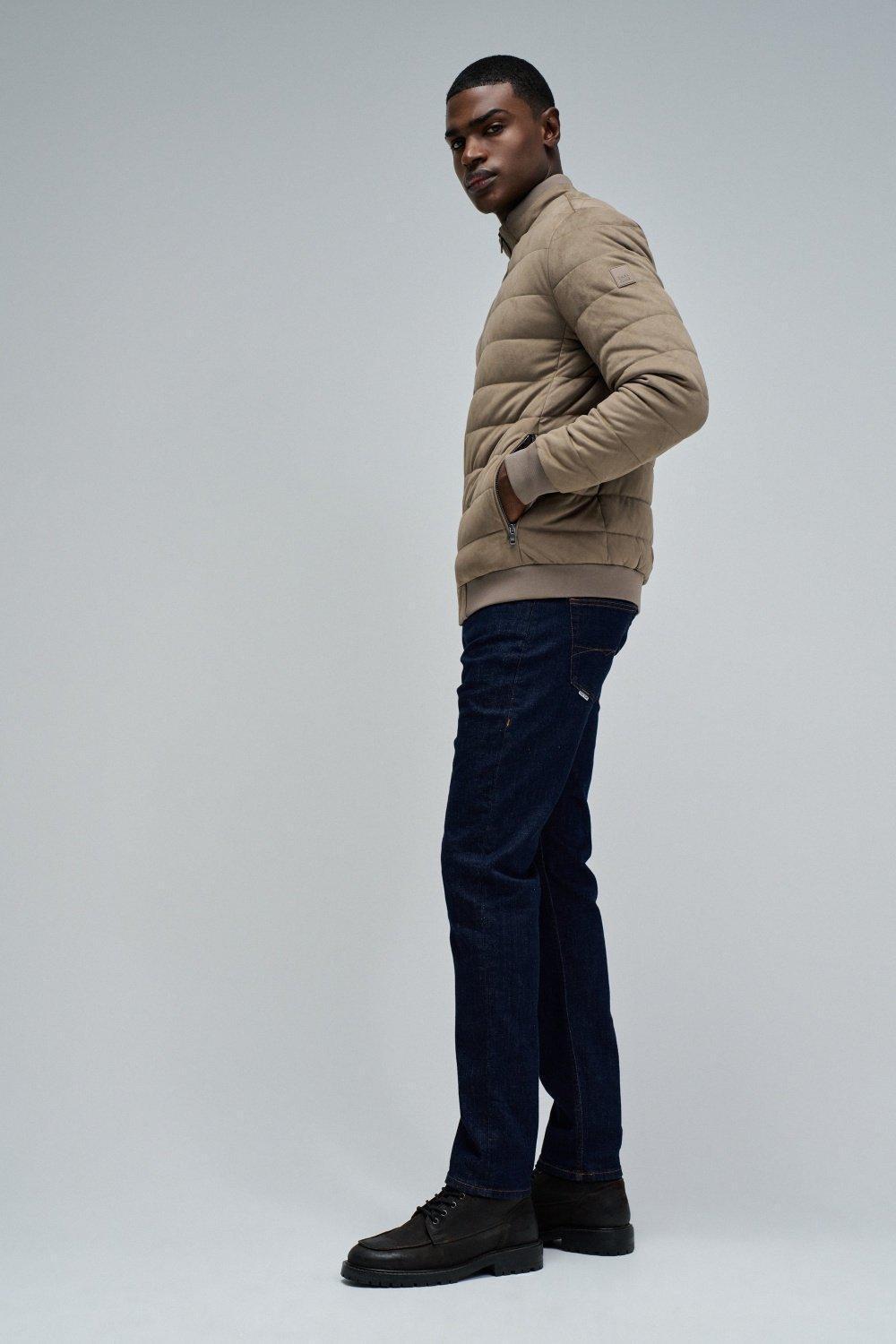 Puffer Jacket In Suede, Beige, medium