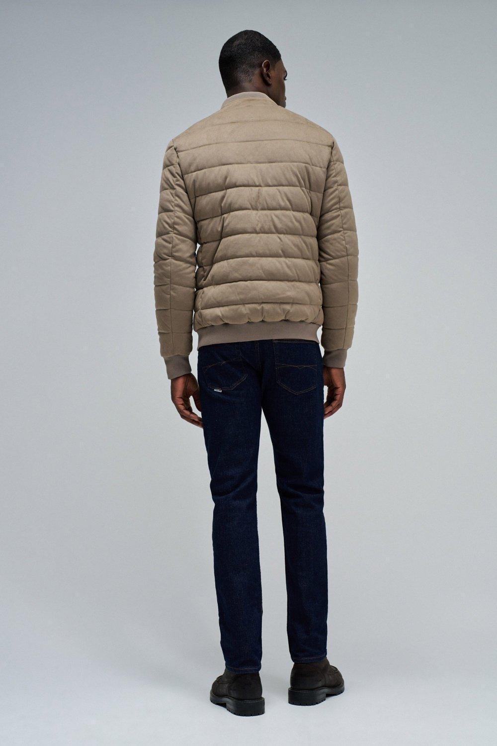 Puffer Jacket In Suede, Beige, large image number 3