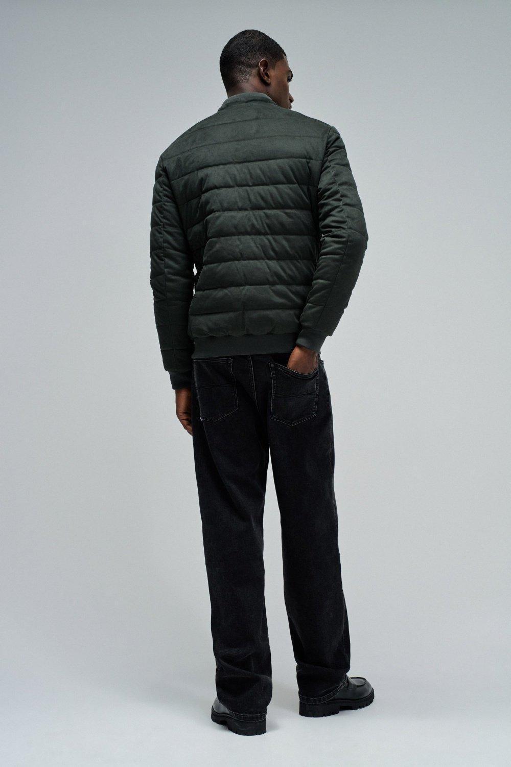 Puffer Jacket In Suede, Green, large image number 3