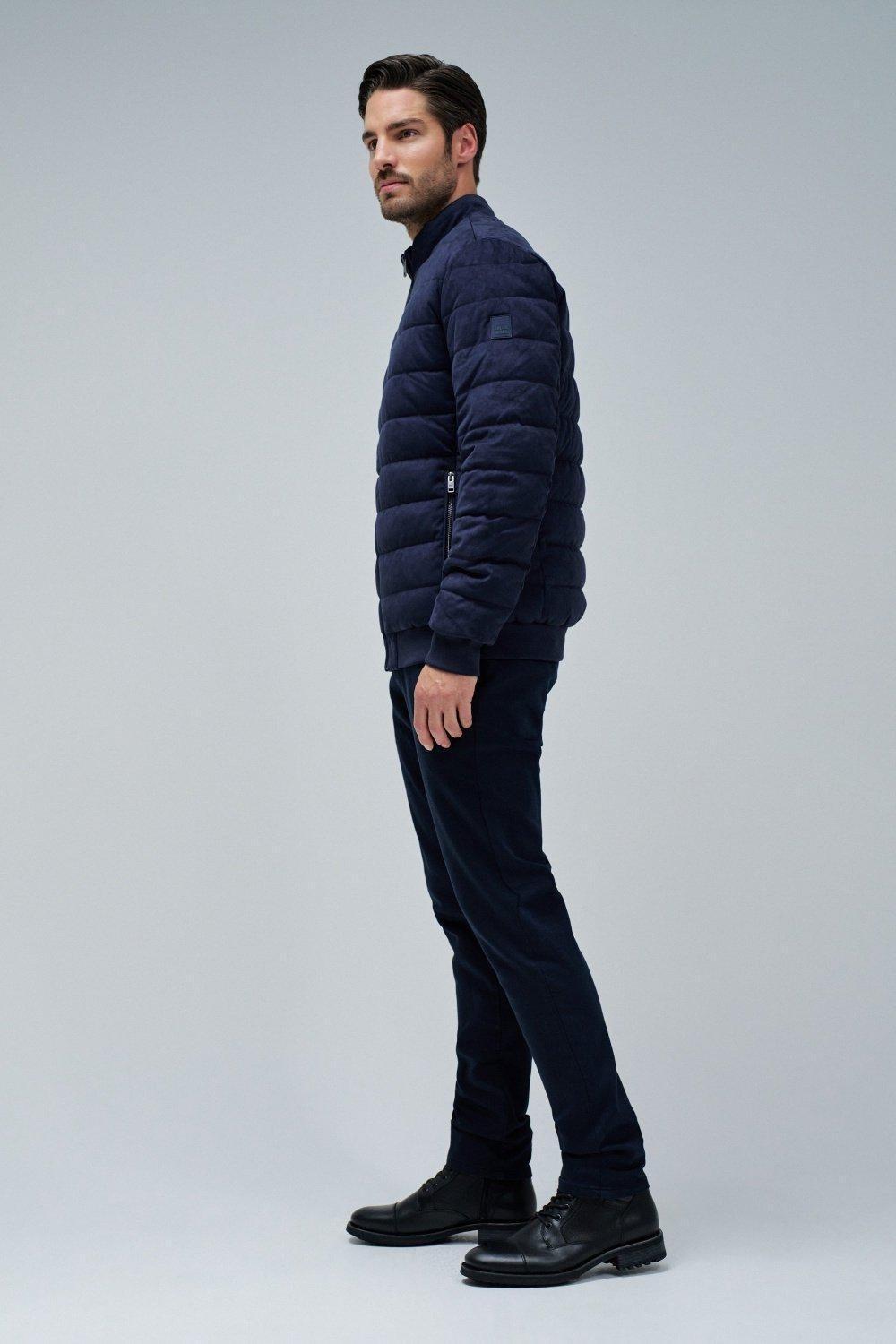 Puffer Jacket In Suede, Navy, medium