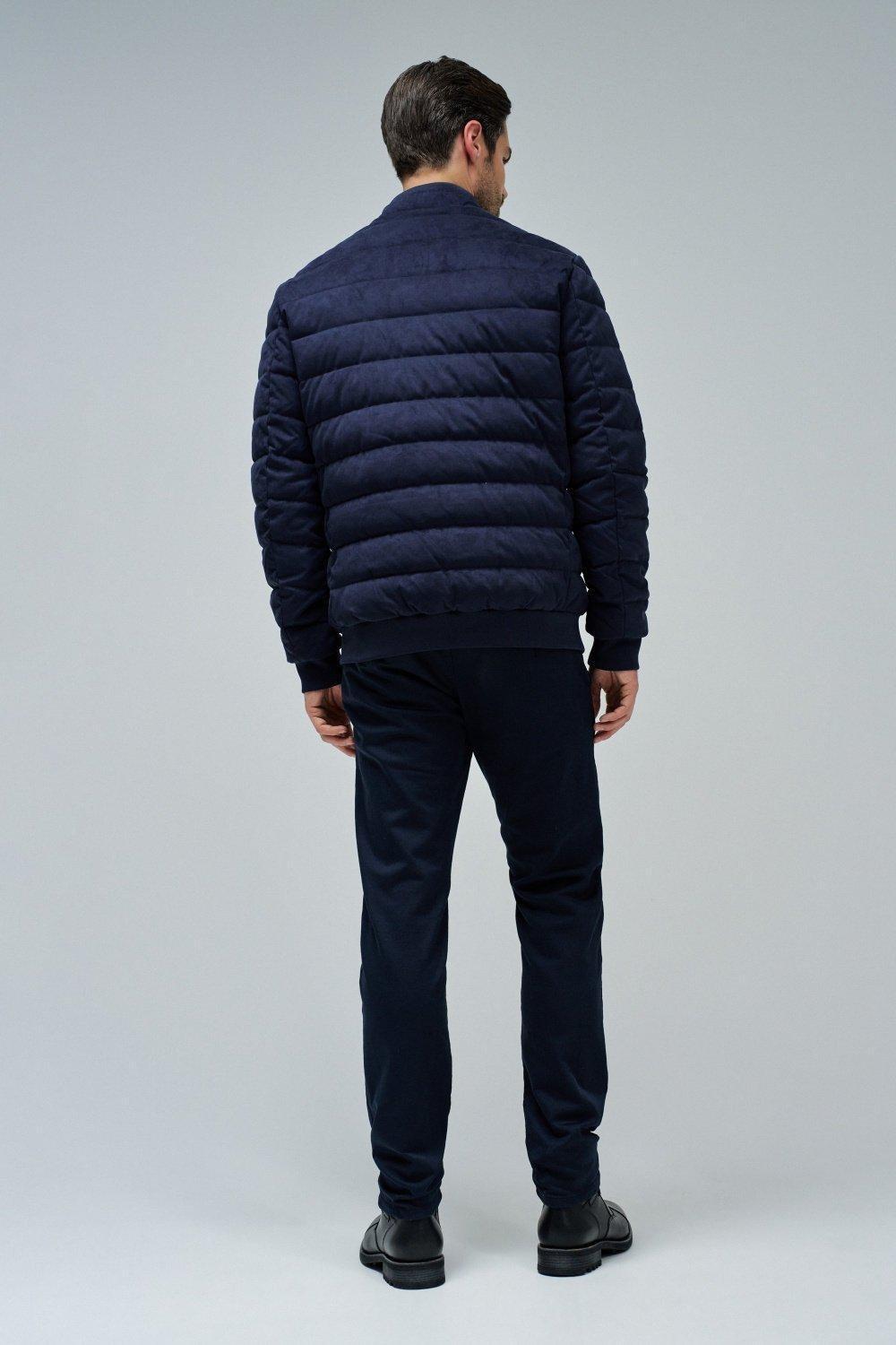 Puffer Jacket In Suede, Navy, large image number 3