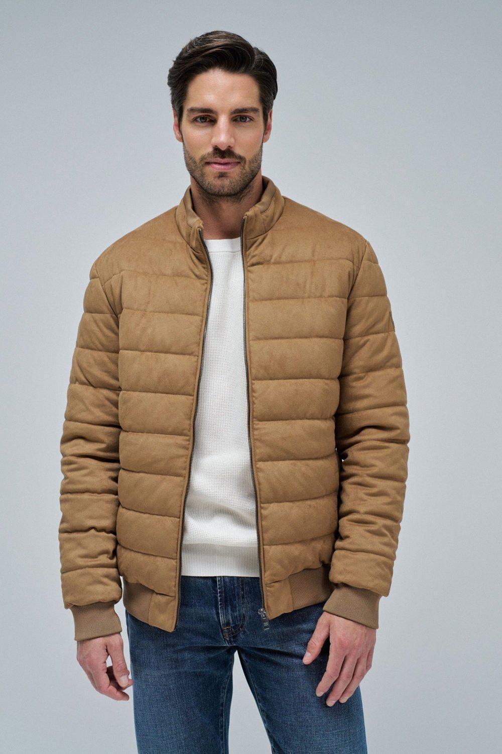 Puffer Jacket In Suede, Brown, medium