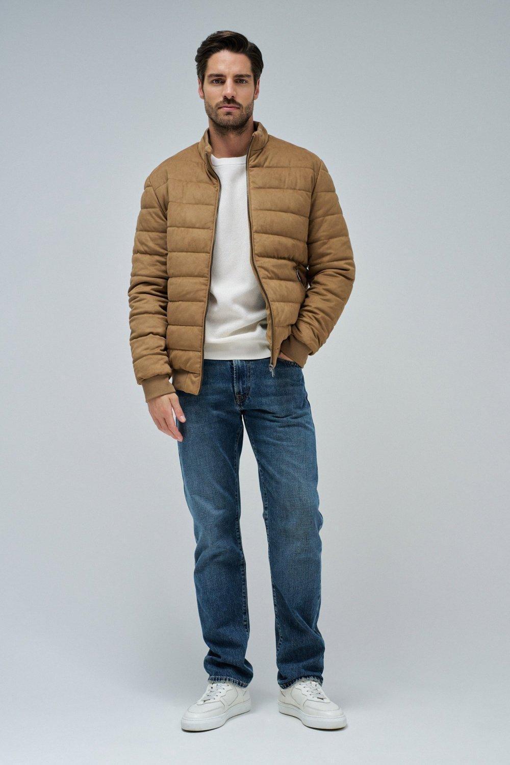Puffer Jacket In Suede, Brown, medium