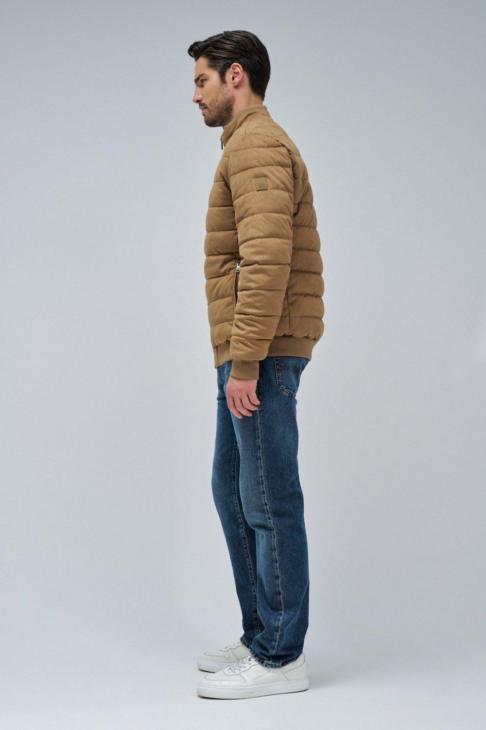 Puffer Jacket In Suede, Brown, medium