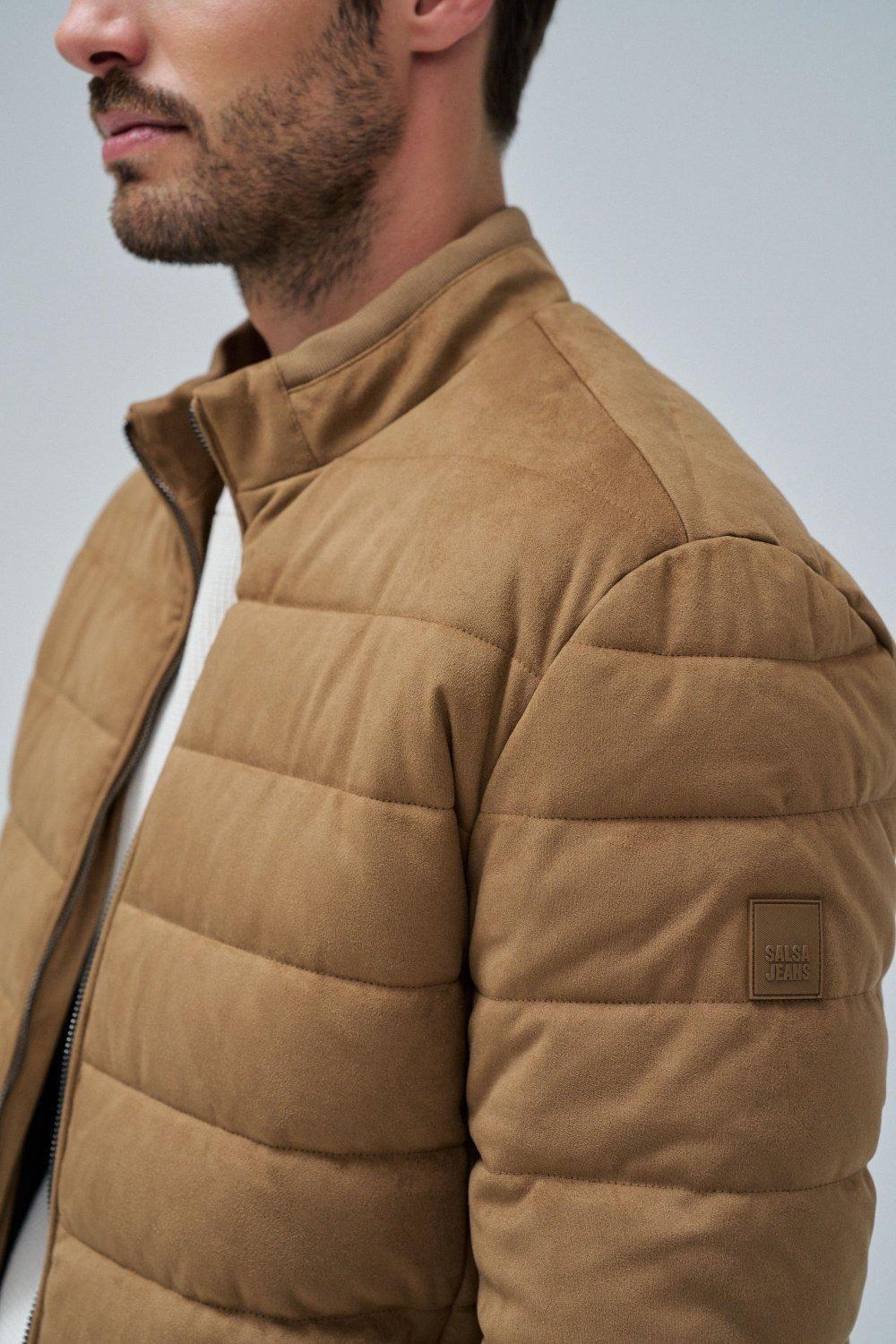 Puffer Jacket In Suede, Brown, large image number 4