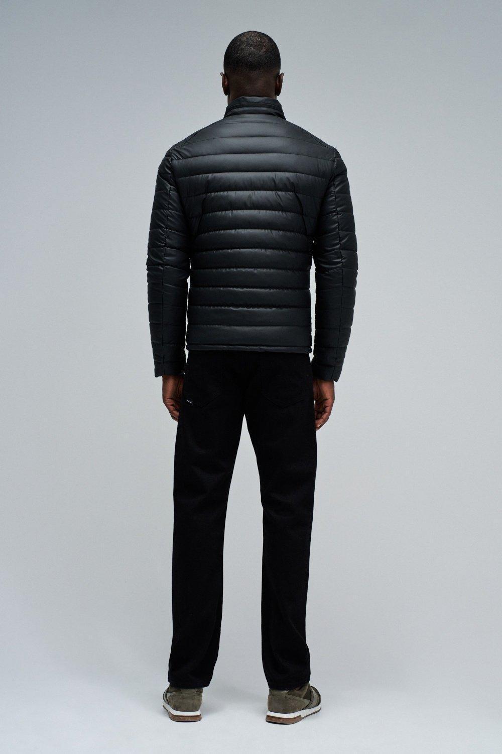 Puffer Jacket Leather Effect, Black, large image number 3