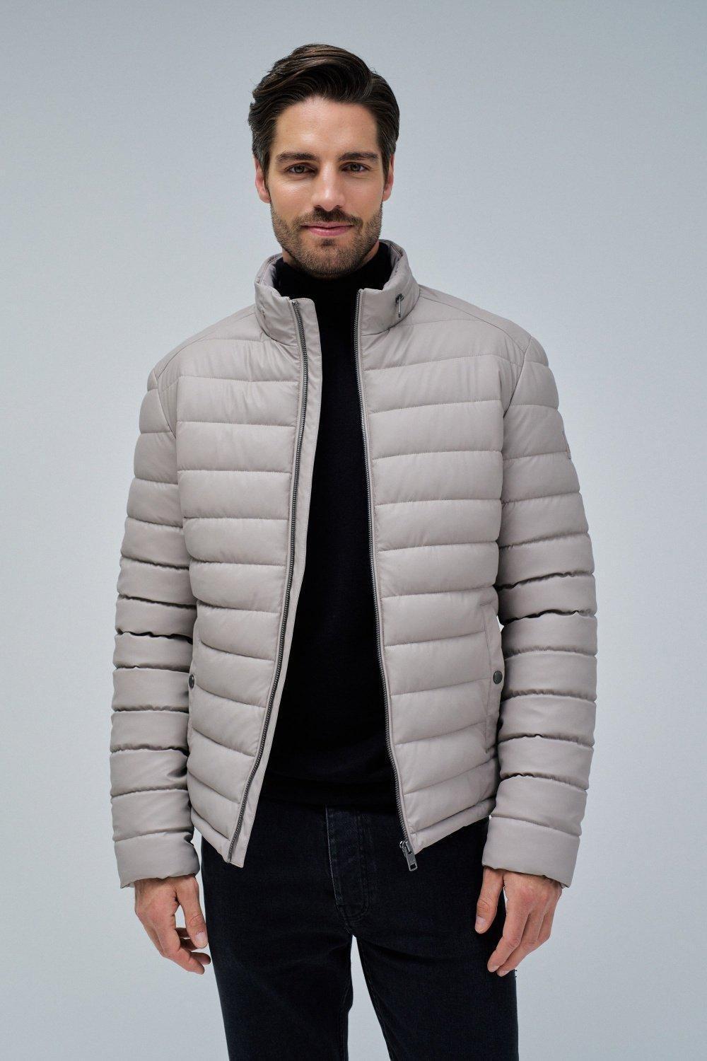 Puffer Jacket Leather Effect, Beige, large image number 0