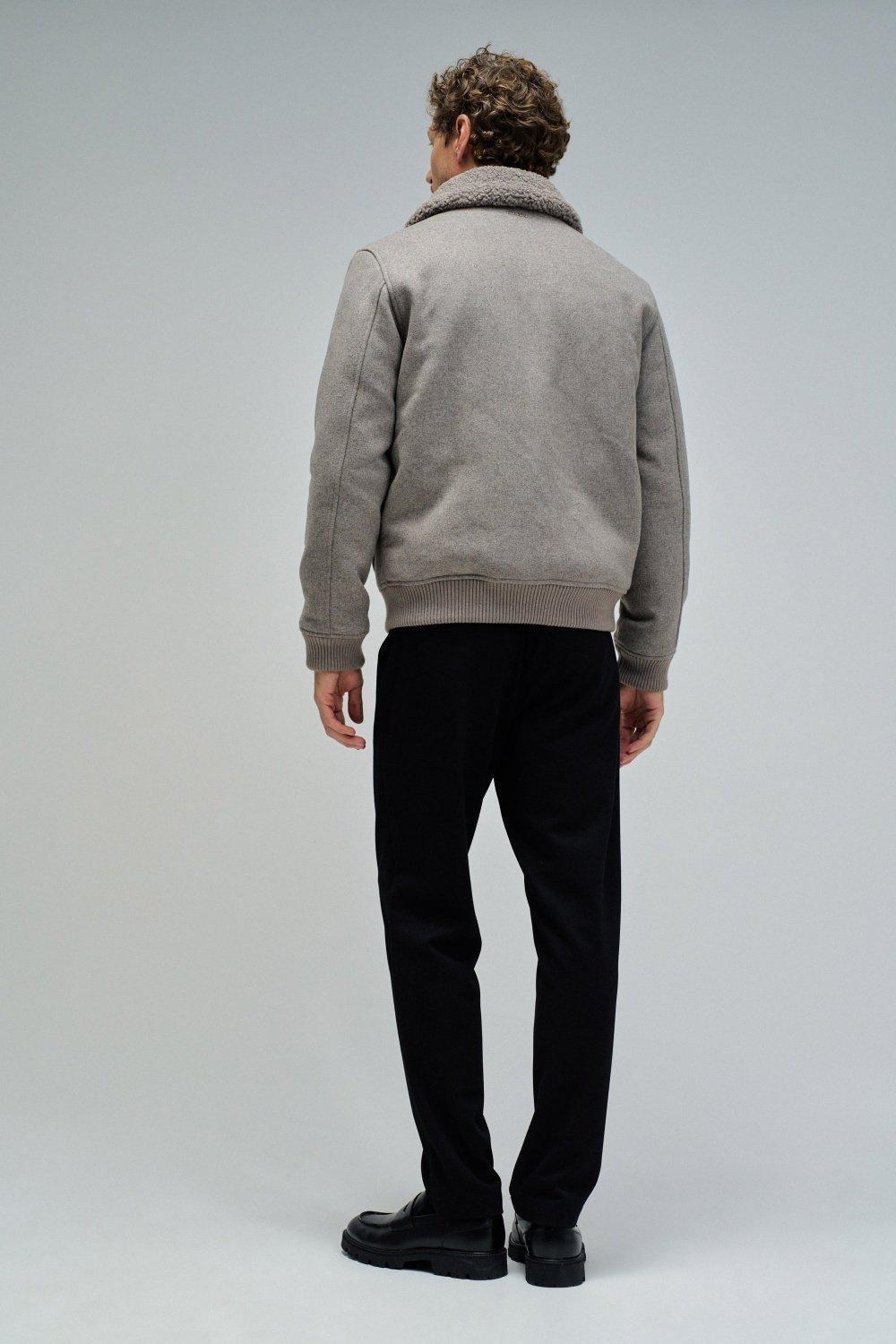 Wool Bomber Jacket, Beige, large image number 3