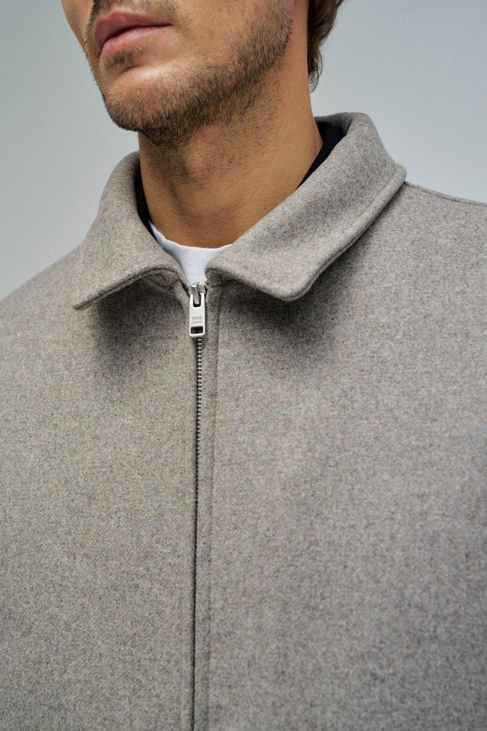 Wool Bomber Jacket, Beige, large image number 4