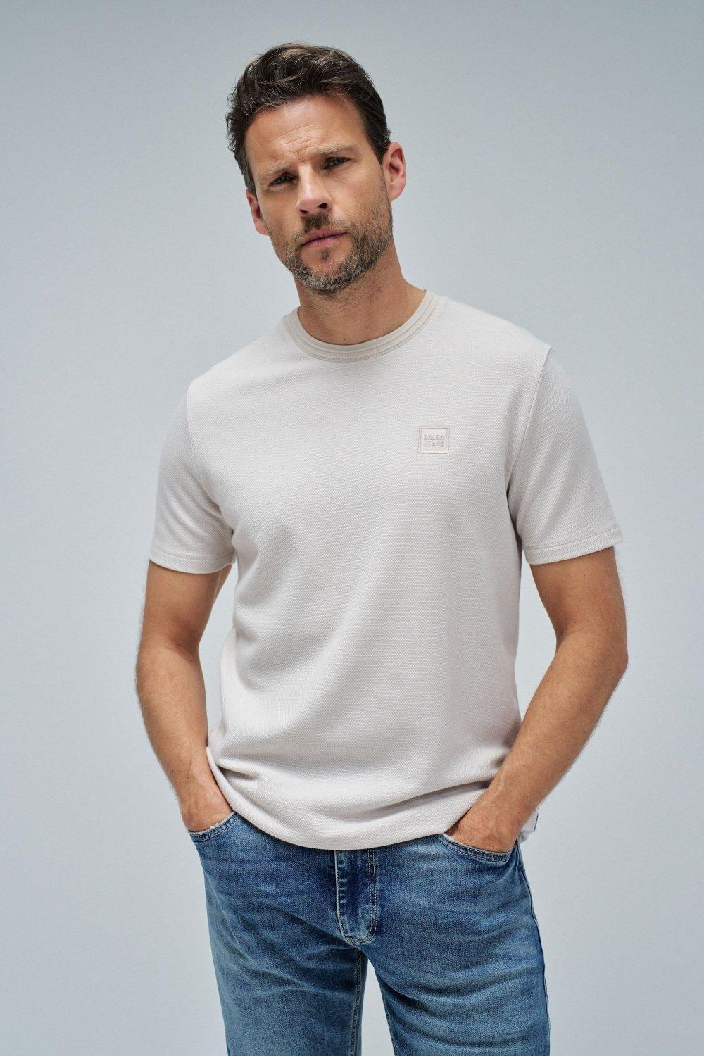 T-Shirt With Texture, Beige, medium