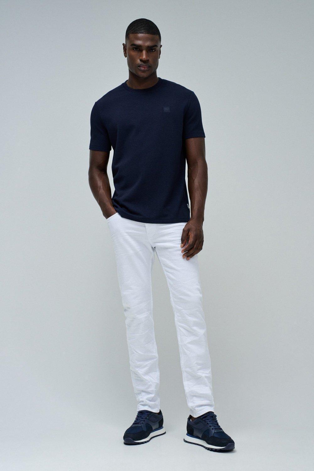 T-Shirt With Texture, Navy, large image number 1