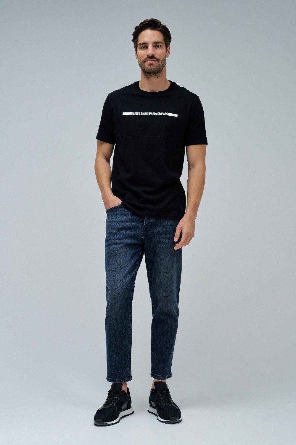 T-Shirt With Branding , Black, large image number 1