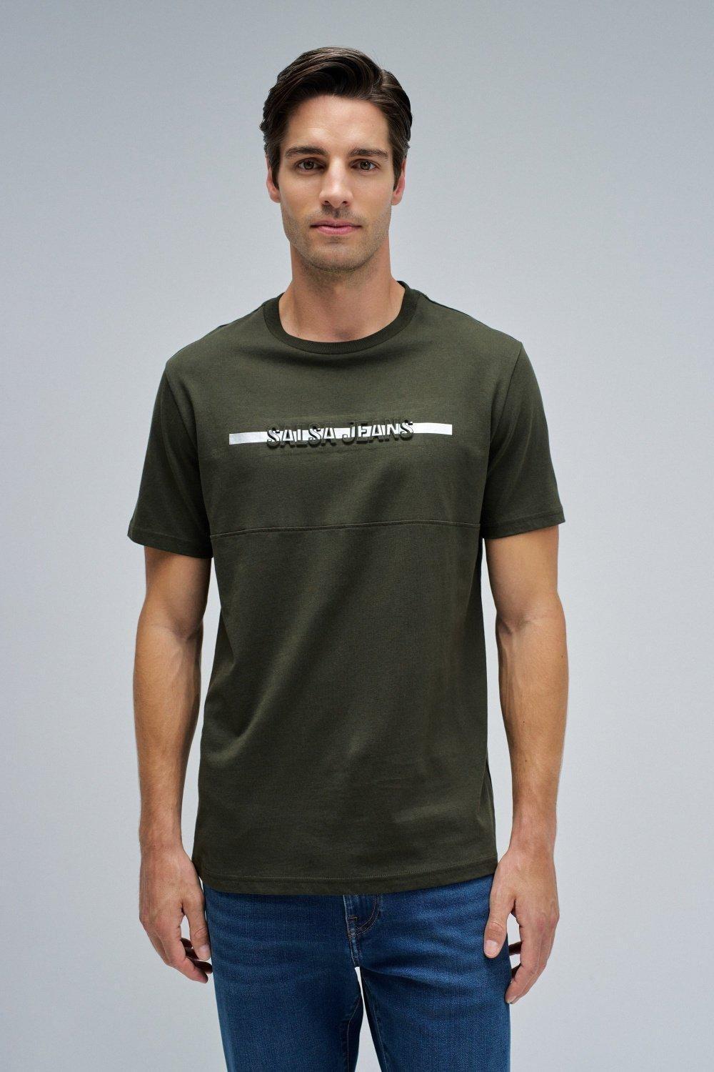 T-Shirt With Branding , Green, medium