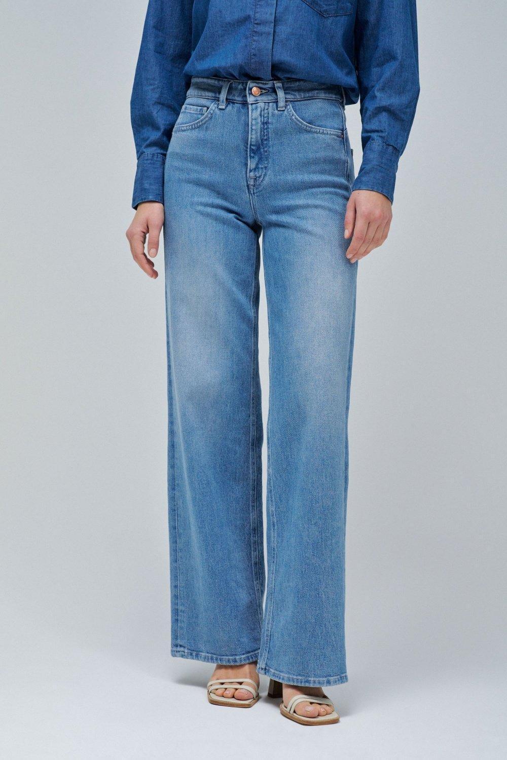 Faith Push In Wide Jeans, Blue, medium