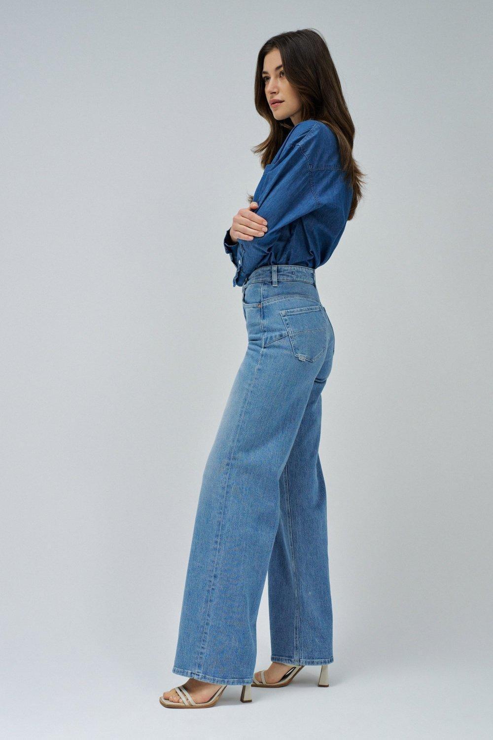 Faith Push In Wideâ Jeans, Blue, medium