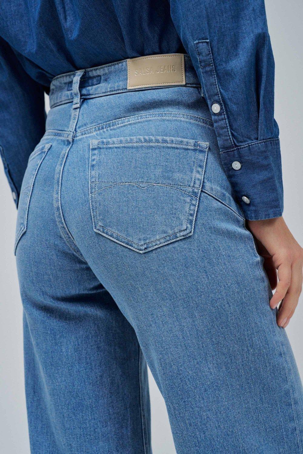 Faith Push In Wide Jeans, Blue, large image number 4